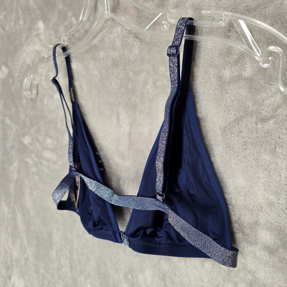 Victorias Secret Bralette Women L Navy Celestial Moon Star Sequin Galaxy Emo Y2K - Picture 10 of 10